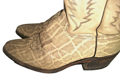 Abilene Vtg Funky Aged Crackly Leather Embroidered Leather Cowboy Boots  9.5D
