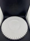 Vtg Fenton Silver Crest 13” Low Cake Plate Ruffled Edge Milk Glass