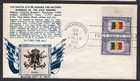 1943 Overrrun County BELGIUM (914) Pair - Crosby Coat of Arms Photo FDC TG505
