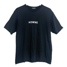 Comme Des Gar ons Homme T-Shirt Mens M Black White Short Sleeve Graphic Tee