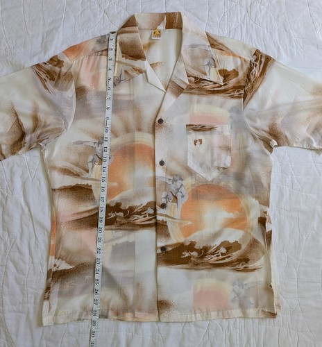 Vintage 1970's-1980's Hang Ten Hawaiian Shirt Surf Print Size L - Picture 16 of 19