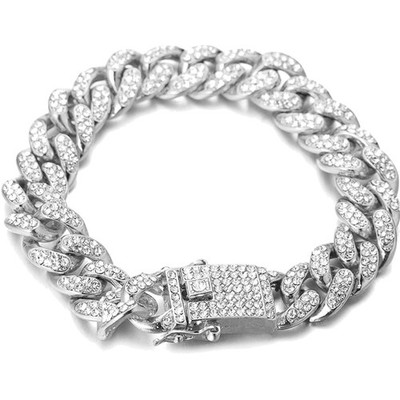 Goldkette Herren 14/20mm kubanisch Silbervergoldet Diamant Panzerkette