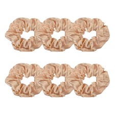 6Pcs Satin Hair Scrunchies Solid Hair Ties Bright Coffee