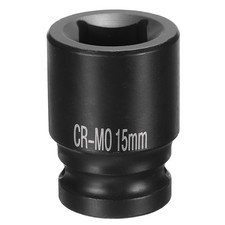 4 Point Square Socket 1/2" Drive 15mm Metric CR-MO Square Impact Wheel Socket
