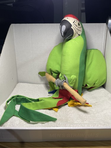 Vintage PARROT Birds of Paradise 27" Plush Bird Hanging Tiki Handcrafted Giselle
