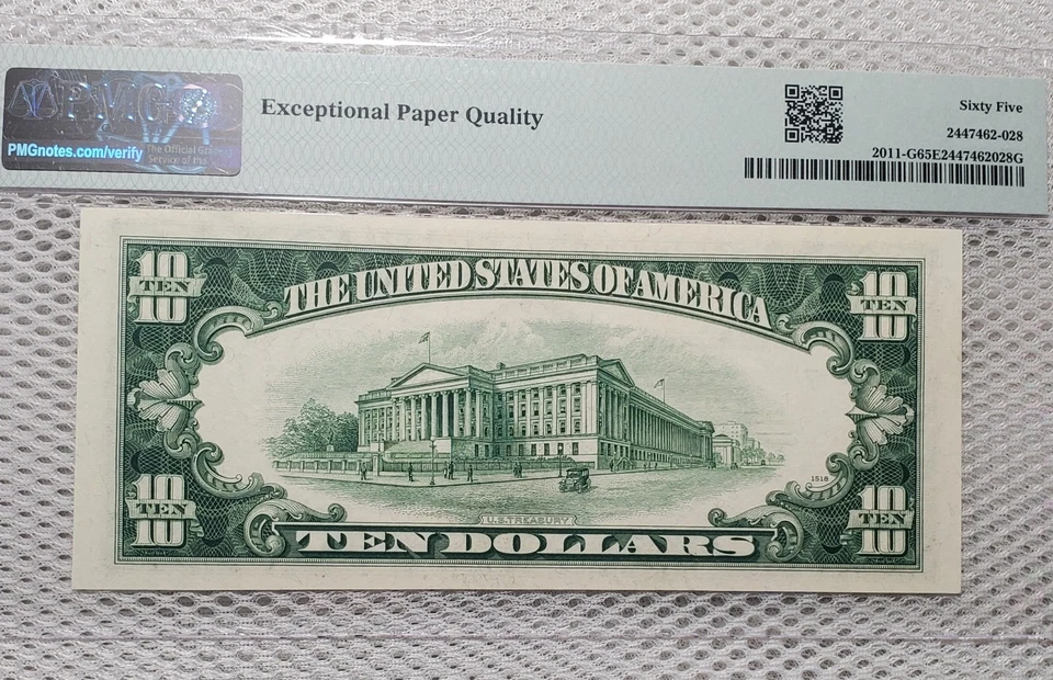 1950 A $10 Federal Reserve Note Chicago, IL PMG GEM Uncirculated 65EPQ, Nice - Image 3 of 4