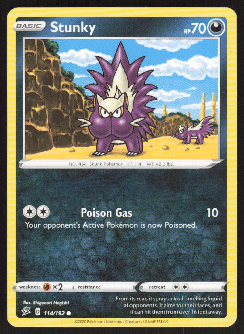 Pokemon Stunky Common 114/192 SWSH02: Rebel Clash LP