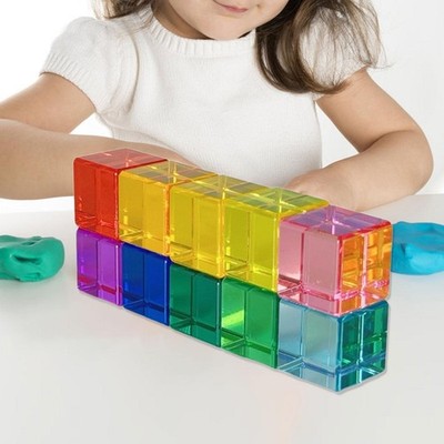 Bausteine SET Training Sensorik Spielzeug Farberkennung Regenbogen Acryl Edelstein