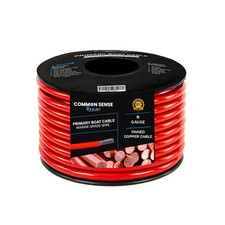 6 AWG Single Conductor Marine Grade Wire Tinned Copper-OFC - 500 feet - Red