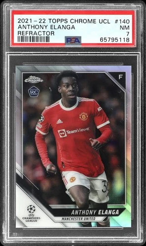 2021 TOPPS CHROME CHAMPIONS LEAGUE REFRACTOR #140 ANTHONY ELANGA PSA 7