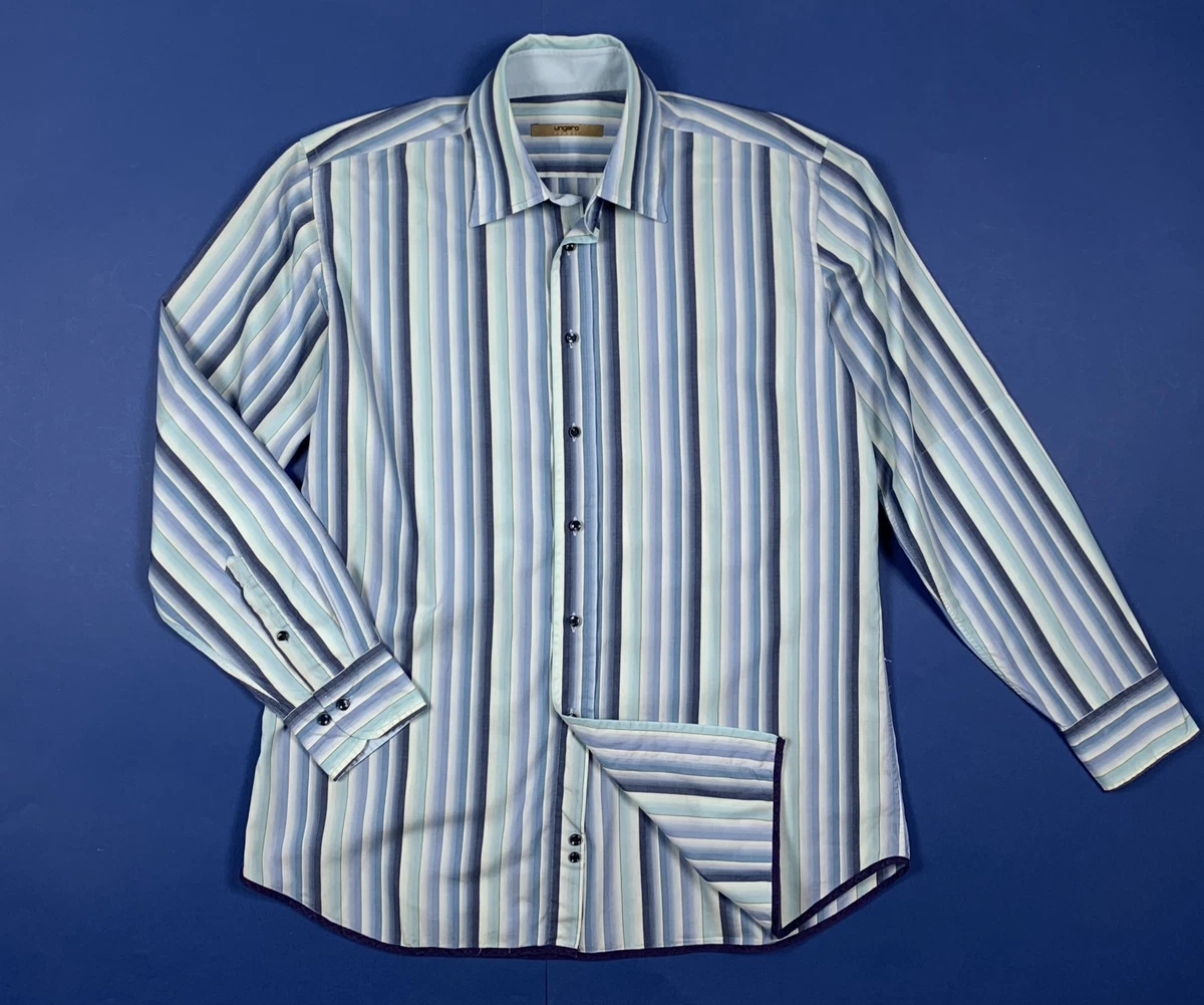 Camicia Uomo A Righe Manica Lunga Cotone | Regular Fit Camicetta Con Collo Alto | Casual Moda Autunno