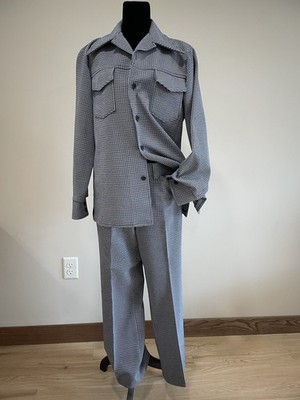 Farah Men's Vintage Suit Set Blue White Pattern Original Regular Size Type