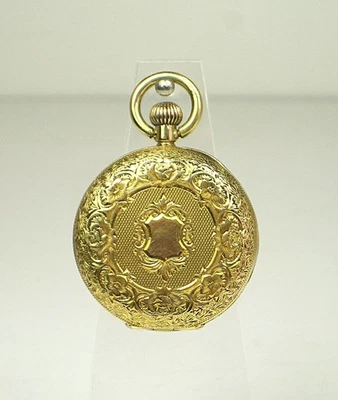 Taschenuhr aus 18-karätigem Massivgold mit wunderschönem Reliefdekor – um 1890 - Bild 1 von 4