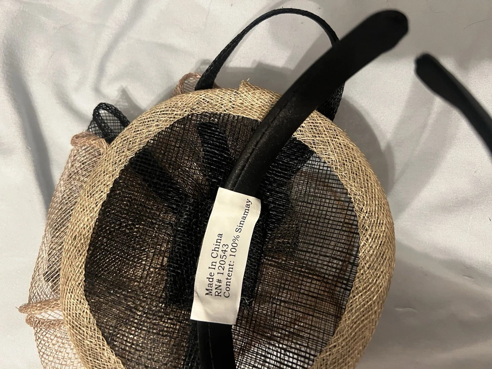 SF542 (marfil) Kentucky Derby Iglesia Boda Pascua Fiesta del té Sinamay Fascinator Foto 4 de 4