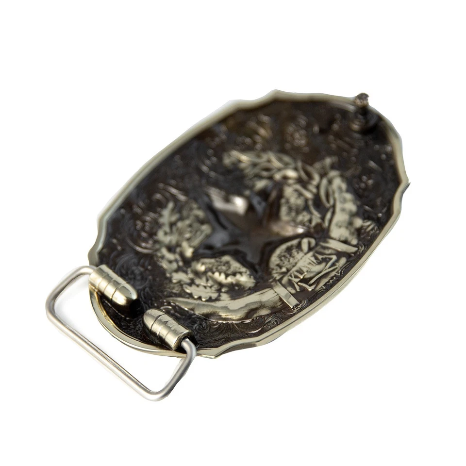 Hebilla de cinturón alemana plateada del estado de Texas, estrella de Texas, vaquero americano, hebilla de rodeo Foto 4 de 4