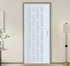 PVC Accordion Door with Frosted Acrylic Glass,Installation Hardware Included