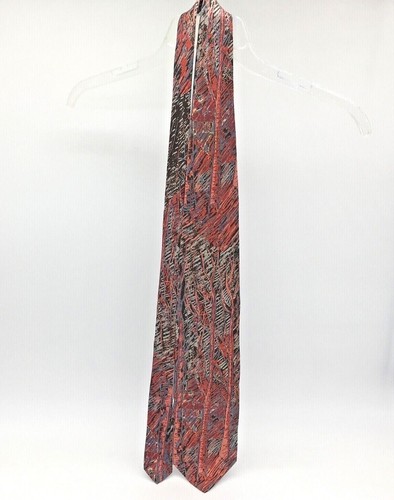 100% Silk Italian Fabric Courchevel Abstract Pattern Tie Rose Silver Black - Picture 3 of 6