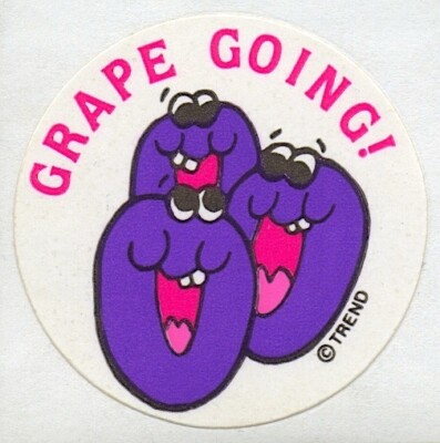 Trend Scratch And Sniff Glossy Grape Going Stinky Stickers Single Rare Vtg 1980s