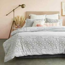 Peri Home Chenille Border Comforter Shams Set, Size King - Grey