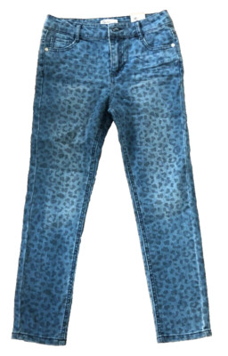 Girls' EPIC THREADS Jeans Size 12 Blue Waverly Leopard Print (A4)