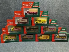 1991 coca cola 10 Die cast delivery trucks 1:64, Mack, Peterbuilt, Ford, GMC