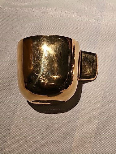 AS IS Bronze Espresso Cup & Saucer Set solid bronze by Nancy Pearce free shippin - Picture 10 of 13