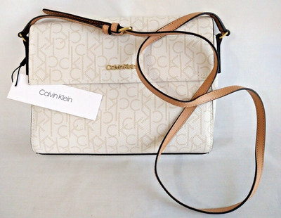 Calvin Klein Monogram Crossbody Shoulder Bag Off-White NEW W/TAG MSRP$148