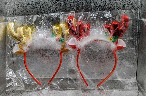 Pack Of 2 Fun Festive Antler Headbands With Ears For Adults