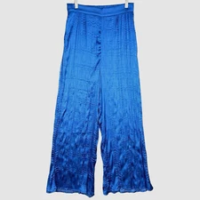 House Of Harlow 1960 Crinkle Satin Wide Leg Lounge Pants-Royal Blue Color-Size M