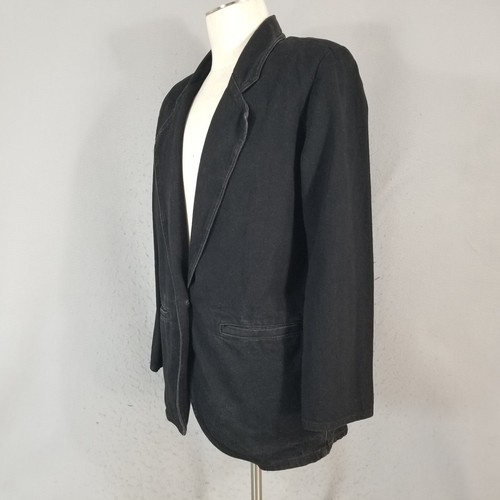 Hunt Club Jacket Blazer Womens Medium Black Denim Cotton Western Vintage - Picture 6 of 11