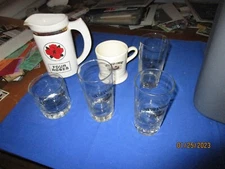 Vintage Four Roses & Southern Comfort Glass & Pitcher Lot - see photos