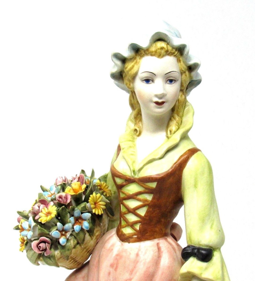 Vintage V Bassano ITALY 14.5" FIGURINE Hand Painted Victorian Woman w