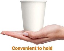 100 White Hot & Cold Paper Cups - Coffee Tea Water -  225ml 8oz