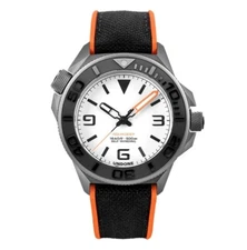 UNDONE AQUALUME Automatic Titanium Silicone Fabric White Orange Men's Watch