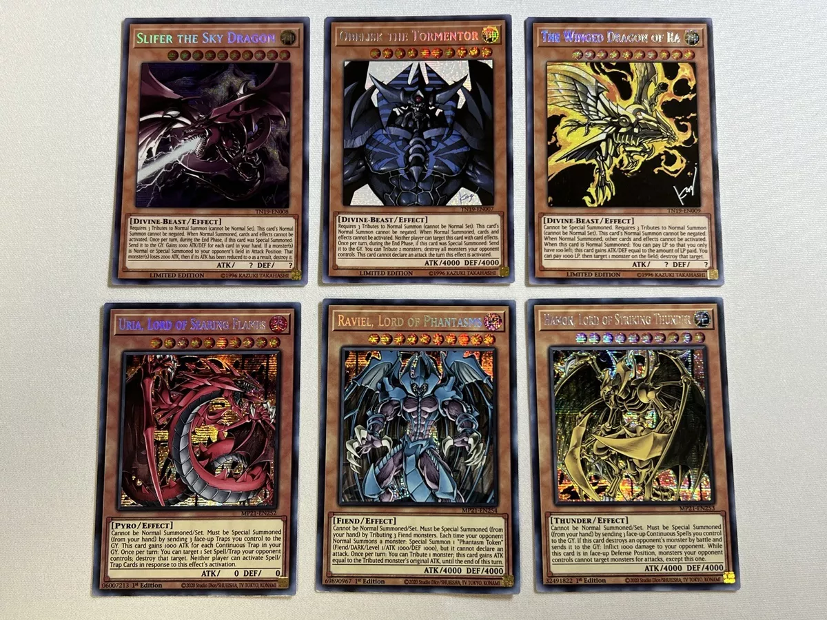 Yugioh Egyptian Gods + Sacred Beasts Prismatic Secret Rare 6 God Card Set