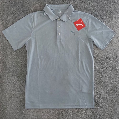 Puma Polo Shirt Mens Small Grey Drycell Breathable Lightweight Golf Casual New