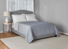 Mainstays Garment Wash Adult Matelasse 1 Piece King Quilt- Grey Machine Washable