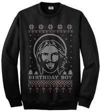 Threadrock Men's Birthday Boy Jesus Ugly Christmas Sweater Sweatshirt