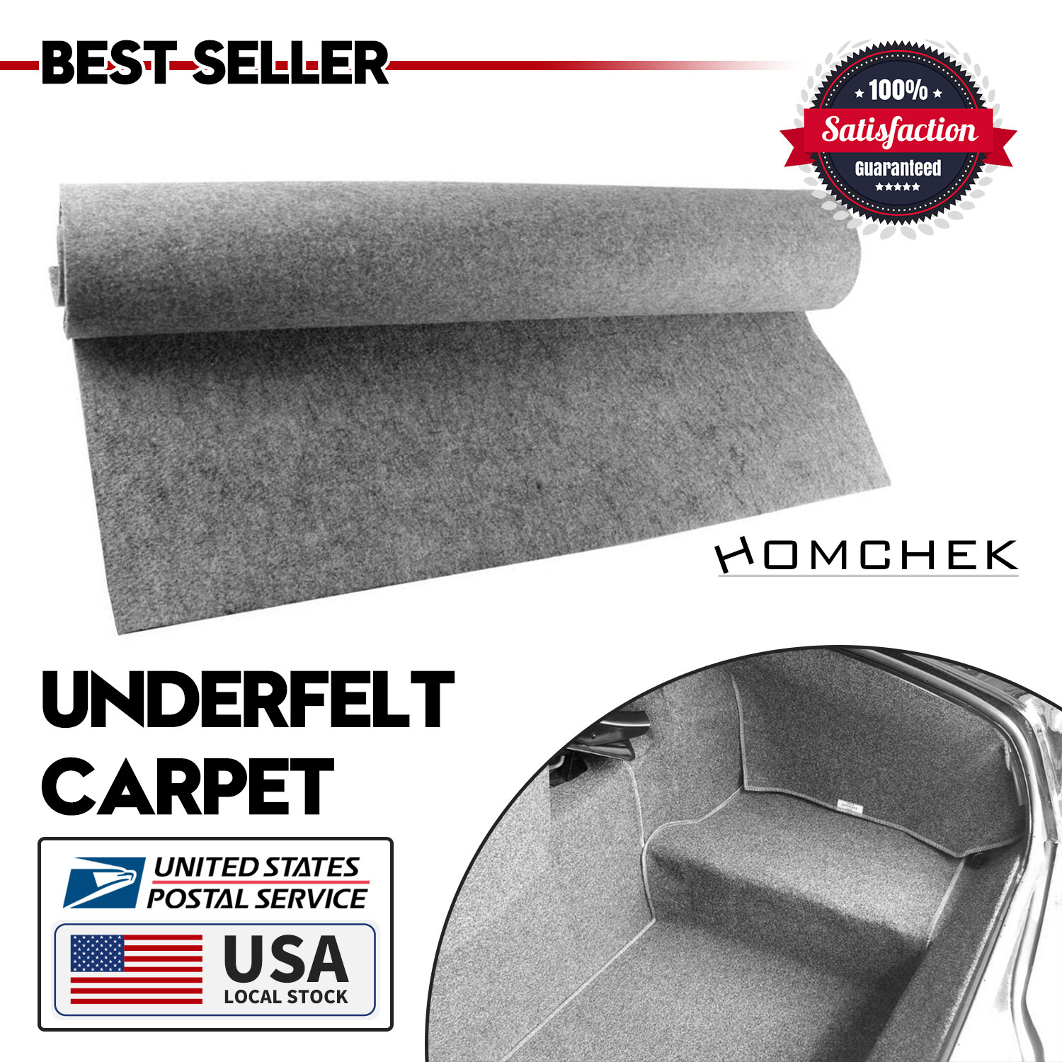 Marine Bunk Carpet 20SQFT Anti-Slip Boat Bunk Mat MidGray