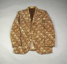 Vintage 1960s Size 40 Brown Patterned Sport Coat by Sandwich Isles