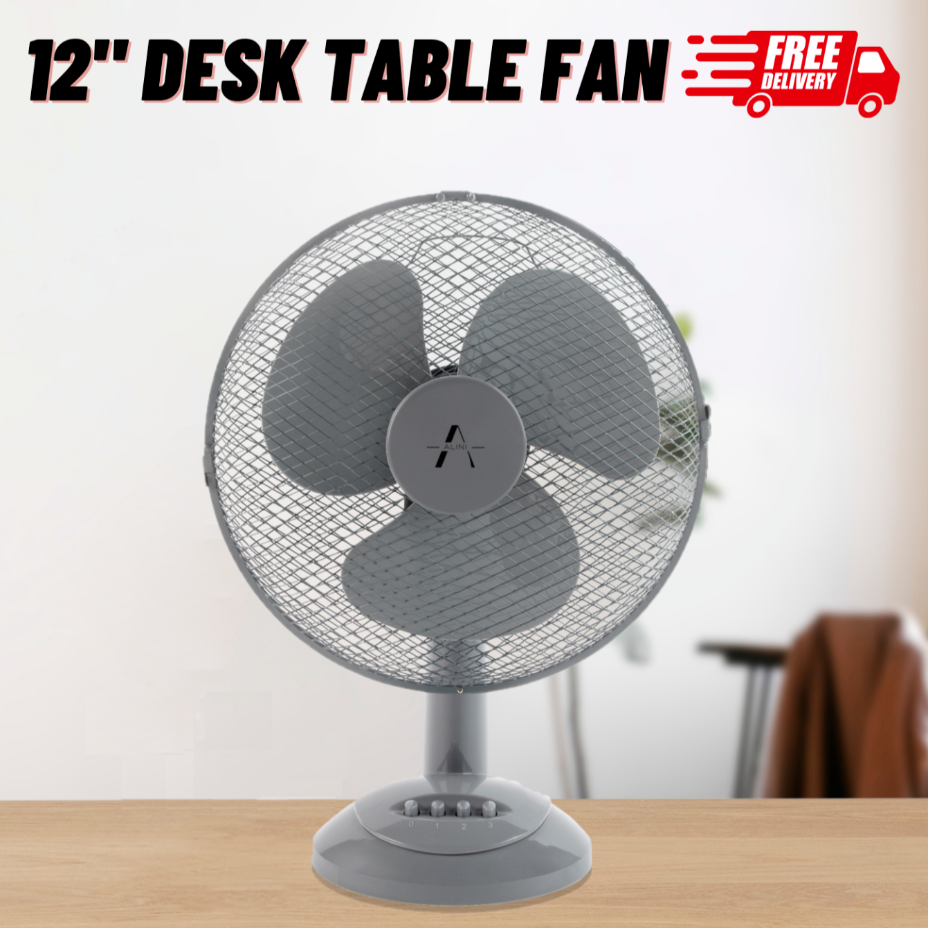 Grey Desk Fan 9 Inch Oscillating BLAUPUNKT Cooling Fan for sale 