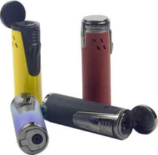 Quad Flame Cigar Torch Lighter with Cigar Punch Cutter Red Flame Adjustable