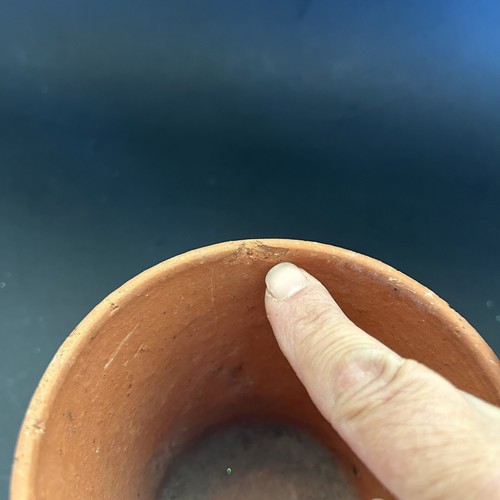 2 Old Vintage Hand Stamped Terracotta Plant Pots 4" Diameter - Picture 6 of 8