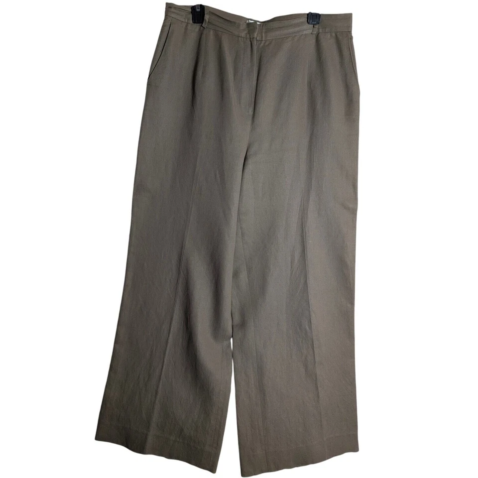 Talbots Linen Viscose Blend Pant Suit Women's 14 Beige Wide Leg Career Business - Image 4 of 4