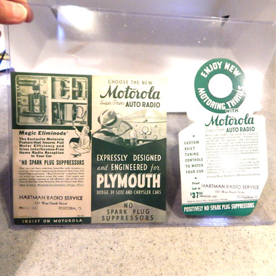 Motorola Auto Radio Point of Sale Cards - Plymouth, Dodge & Chrysler -Circa 1935