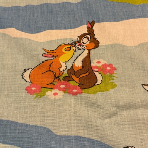 Vintage 1970s Walt Disney Bambi Full Size Top Sheet 95" × 74" Sears Flat Sheet - Picture 5 of 5
