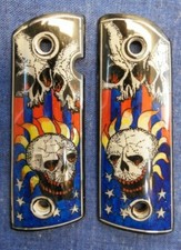 1911 FULL SIZE SKULL REAPER MOTHER OF PEARL INLAY GRIPS FAST USA SHIPPER