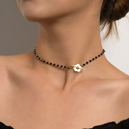 Elegant 925 Silver Flower Pendant Beaded Necklace Clavicle Chain Women Jewelry - Afbeelding 1 van 10