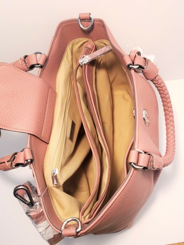 Giani Bernini Pebble Leather Muave pink Braided Dual Handle Satchel - Picture 6 of 7