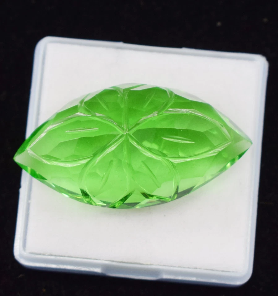 Marquise Shape 85.20 Carat Carved Certified Moldavite Topaz Loose Gemstone - Image 4 of 4